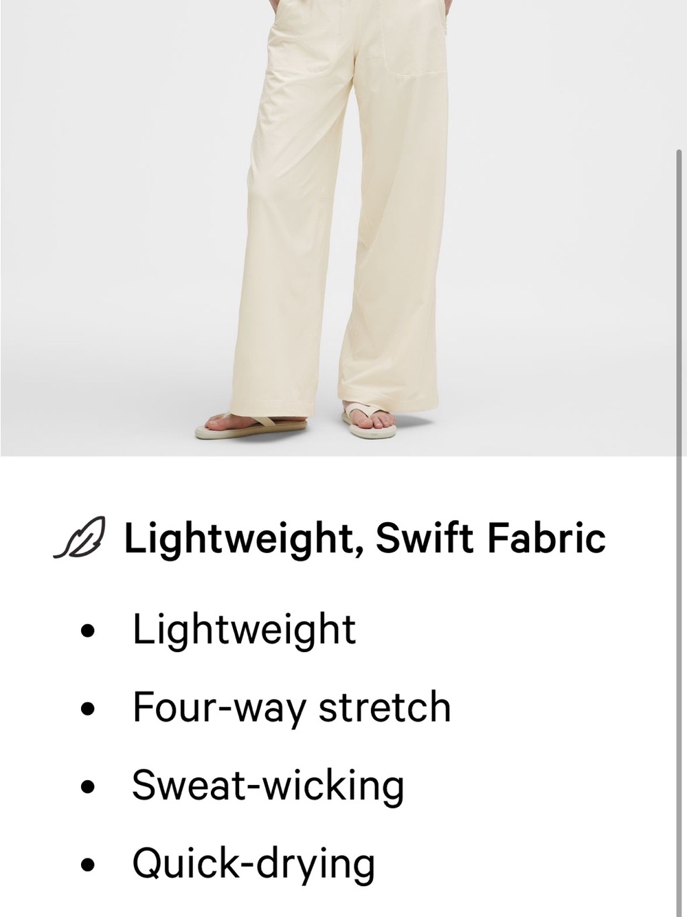 Lululemon Swift Mid-Rise Wide-Leg Pant Bone Size 12 EUC Barely Worn - Picture 5 of 11